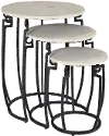 93411 Evander Round White Marble Nesting Tables, Set of 3