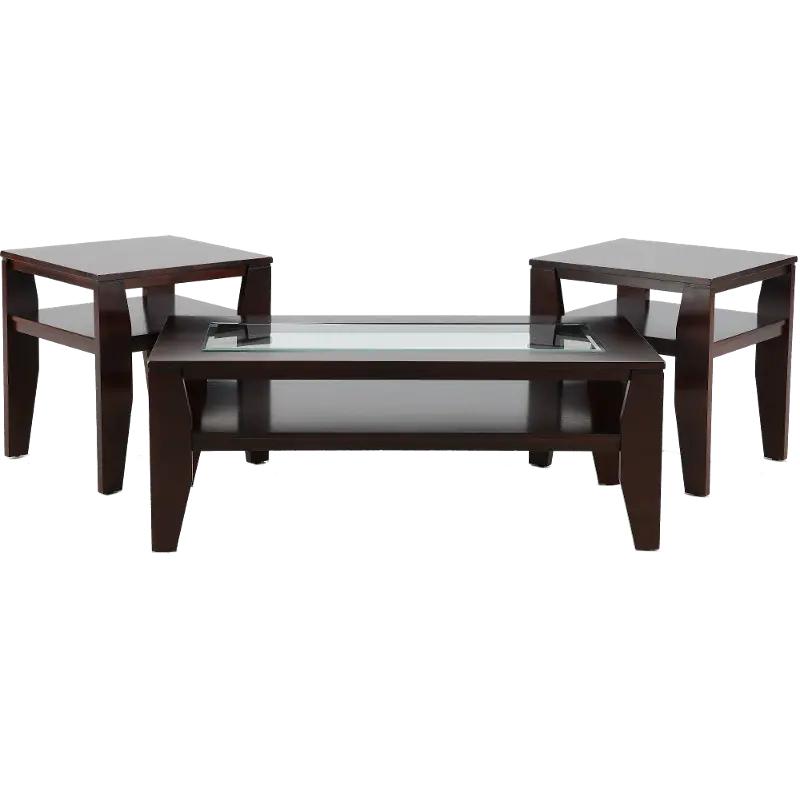 Scott Espresso Cocktail and End Table 3-Piece Set