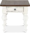 237-OT1020 River Place White and Brown End Table