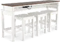 KIT/4PC:237-RPC-TBST River Place White and Tobacco Sofa Table & Stool Set
