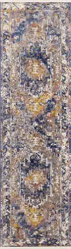Evora Gray & Blue Distressed 8 Foot Runner Rug