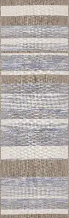 Trellis Gray and Brown Striped Indoor-Outdoor 6 Foot Runner Rug