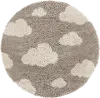 Kids Beige Cloud Print 5' Round Shag Rug