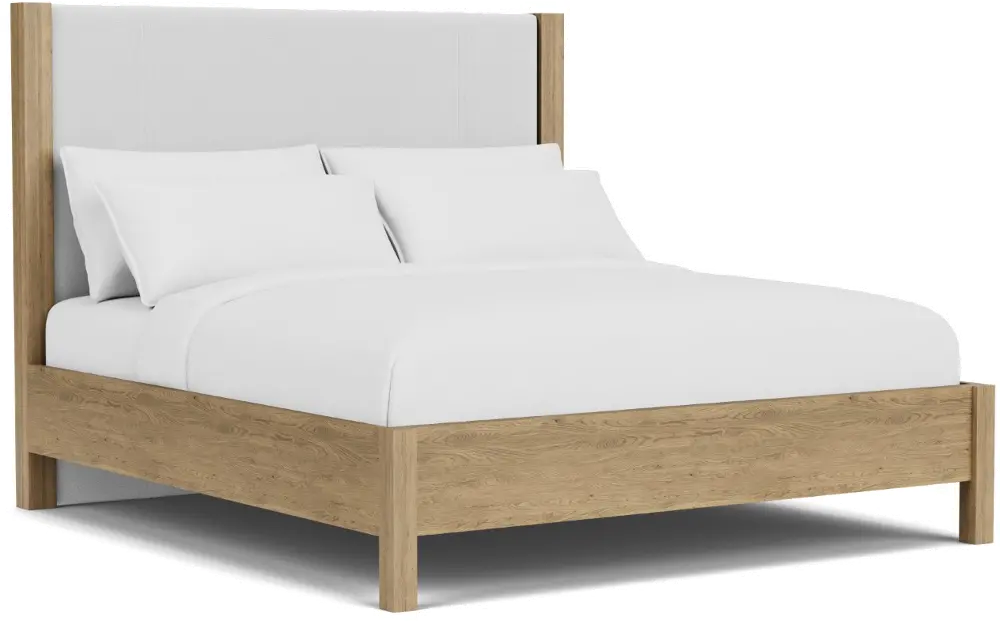 Davie Oak King Upholstered Bed-1