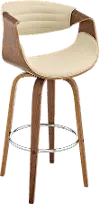Arya Cream and Walnut Swivel Bar Stool