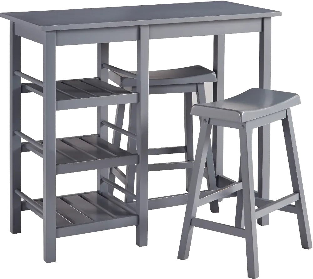 Breakfast Club Gray 3 Piece Counter Height Dining Room Set-1