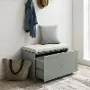 CF6027-GY Harper Gray and Tan Entryway Storage Bench
