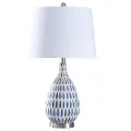29 White and Cobalt Blue Ceramic Table Lamp