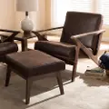 140-7544-7547-RCW Bianca Dark Brown Faux Leather Lounge Chair and Ottoman