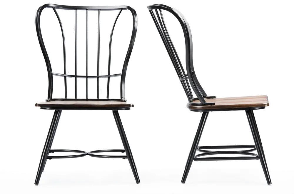 113-6128-RCW Longford Black Metal Dining Room Chair (Set of 2)-1