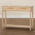 207-12465-RCW Sebille Light Brown Rattan 2-Drawer Console Table