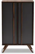 168-10758-RCW Naoki Gray and Walnut Wood Shoe Cabinet