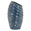 16.75 Blue Ribbed Vase