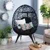 Ida Indoor/Outdoor Black Wicker Egg Chair