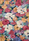 BOT-02NAVY/MULTI7X11 Botanical 8 x 11 Floral Navy Multicolor Outdoor Rug