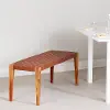 13912 Balka Brown Woven Leather Bench