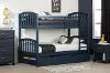 12729 Asten Navy Blue Twin Bunk Beds with Storage Drawers