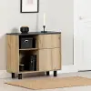 14368 Octave Medium Oak and Black Storage Cabinet