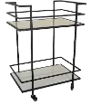 34 Inch Black and White Marble Rolling Cart