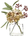 8 Inch Beige Hydrangea Glass Vase