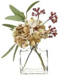 8 Inch Beige Hydrangea Glass Vase