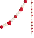 G4371776/HRT-GRLAND Red and White Pom and Heart Felt Garland