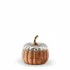 5 Inch Wood Pumpkin With Glass Lid