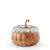 6.25 Inch Wood Pumpkin With Glass Lid