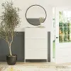 Mission White 3-Door Locker-Style Shoe Cabinet