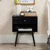 BR25MC1DBL Mid Century Black 1-Drawer Nightstand
