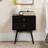 BR25MC2DBL Mid Century Black 2-Drawer Nightstand
