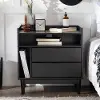 BR2DRLEENSBL Lee Black Mid Century Nightstand