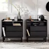 BR2DRLEENSBL-2PK Lee Black Mid Century Nightstands, Set of 2