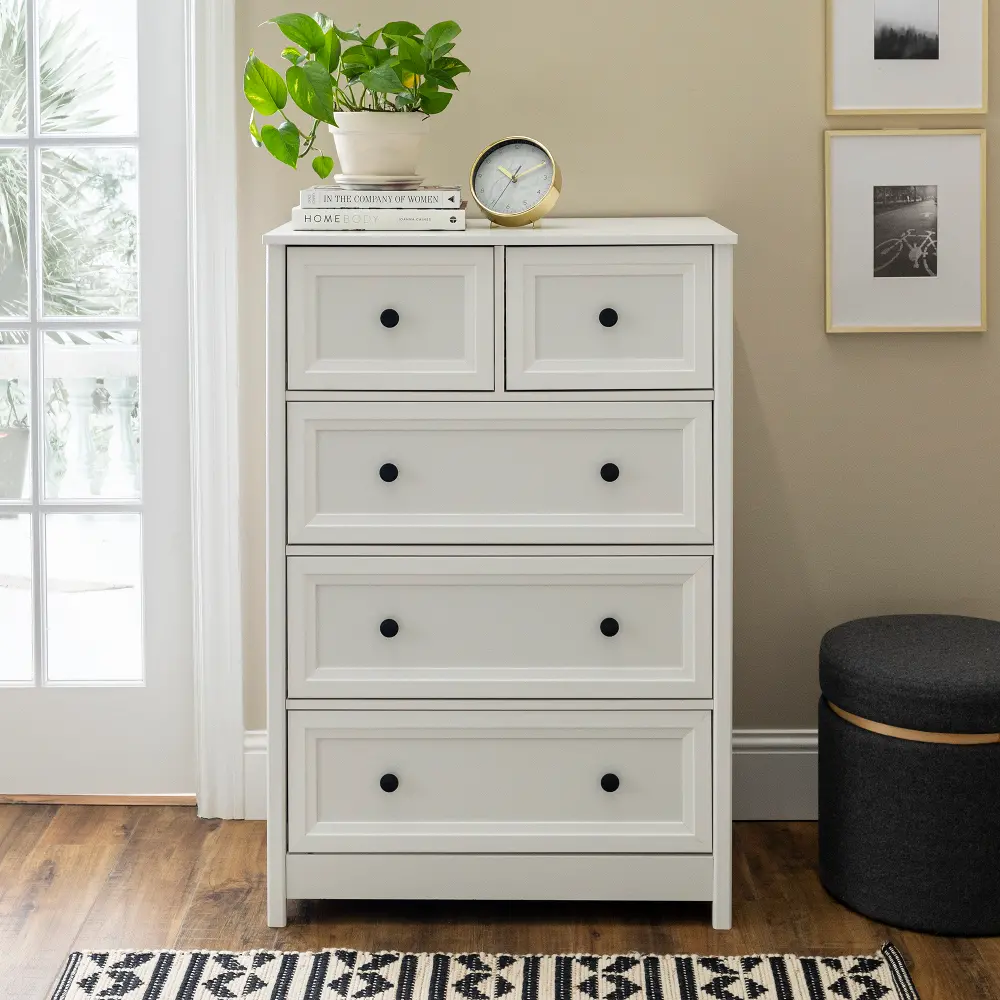 BR5OKLDWH Oakland White Chest of Drawers-1