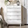 BR6DRLEEDRWH Lee White Mid Century Chest of Drawers