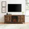 HOUF9ERO Houston Rustic Oak 58 Barn Door Fireplace TV Stand