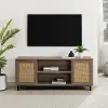 JLLM2FAG Jillian Driftwood Rattan-Door 58 TV Stand