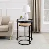 OCPAMNSTCO Cali Coastal Oak Metal and Glass Nesting Tables