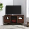 OWF54CFPDW Owen Dark Walnut 54 Corner TV Stand with Fireplace