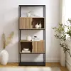 REEH8GCO Reema Coastal Oak Bookcase with Closed Storage