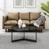 RHO83CTSGL Rhonda Smoked Glass Tray-Top Round Coffee Table