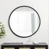 RM36MIBL Black 36 Double Ribbed Frame Wall Mirror