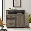 RVHO40SDGW Ravi Gray Wash 3-Drawer Secretary Desk
