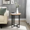 VULL8KCO Vulcan Coastal Oak & Black Metal Slatted Side Table