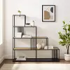 VUO143TBCO Vulcan Coastal Oak & Black Staircase Shape Bookshelf