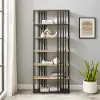 VUO78TBCO Vulcan Coastal Oak & Black Open Slat Bookshelf