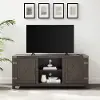 W58BDSDSA Barn Door Modern Farmhouse Sable Gray 59 TV Stand