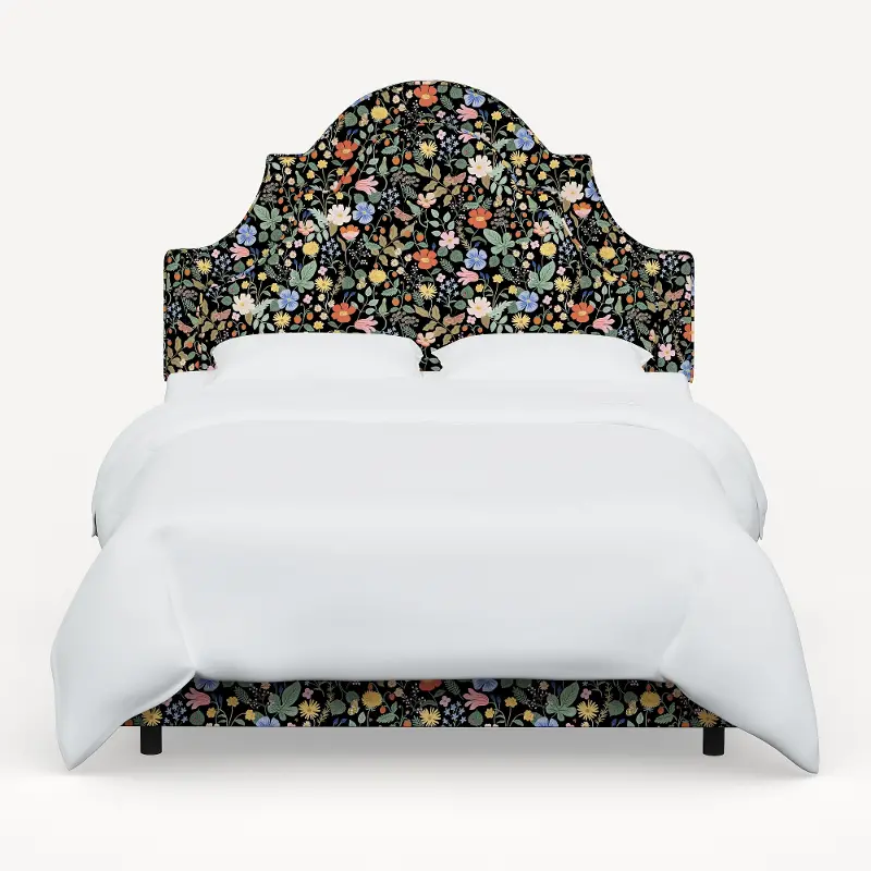 180BEDRPCSTFLBLKLCB Rifle Paper Co. Marion Strawberry Fields Black Twin Bed