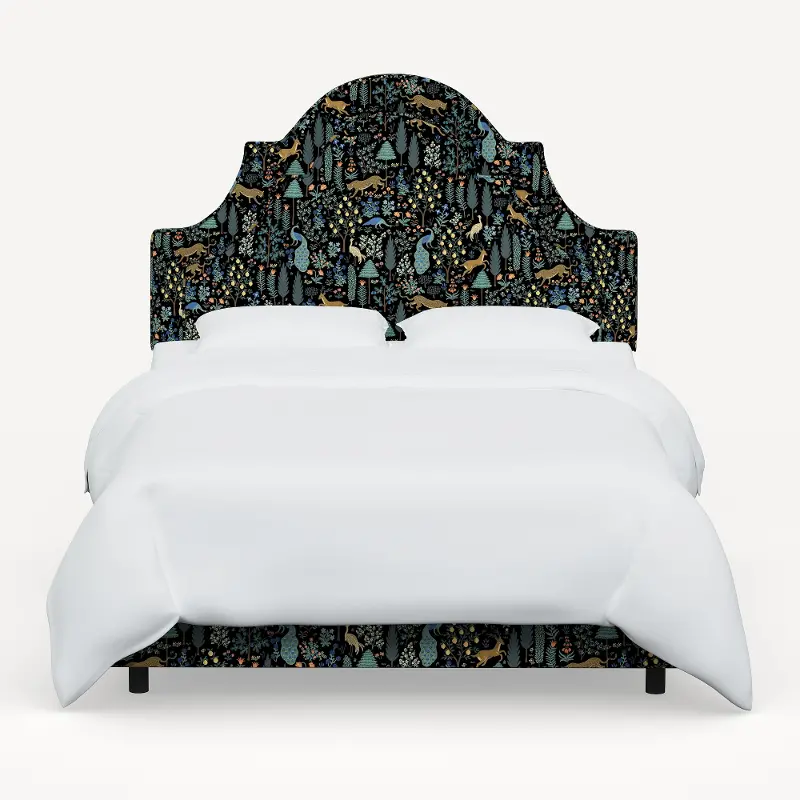 181BEDRPCMNBLKLCB Rifle Paper Co Marion Menagerie Black Full Bed