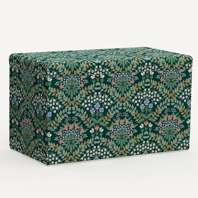 4325STRPCBREMRLCB Rifle Paper Co. Willie Bramble Emerald Storage Bench